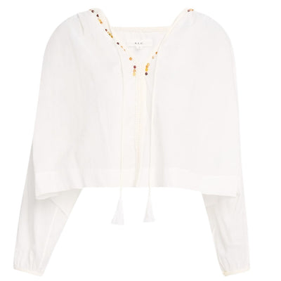 Neiman Marcus Beaded White Jodie Blouse Size M
