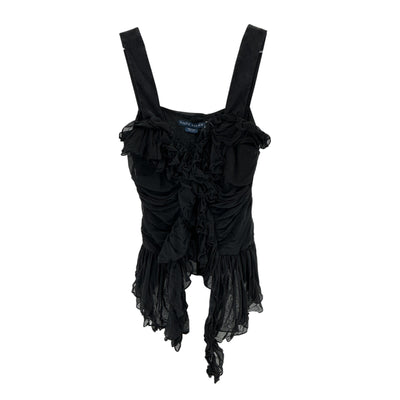 Ralph Lauren Square Black Silk Neckline Top Size 6