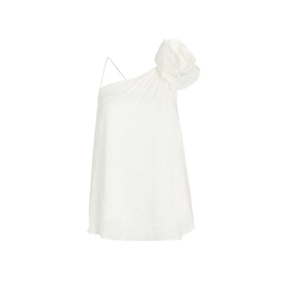 Aje 'Quintessa' Ivory Linen Flower Ruffle Blouse Size 12