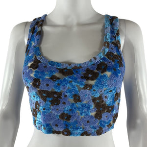 Acne Studios Textured Blue Brown Evanita Crop Top Size S