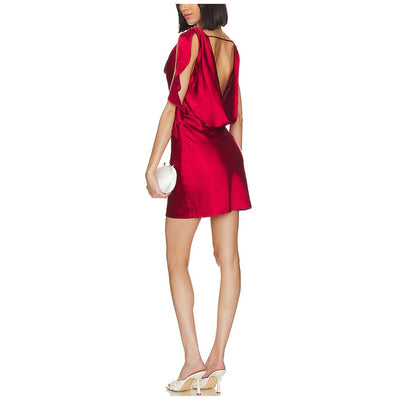 Lpa Draped Burgundy Raveena Mini Dress Size S