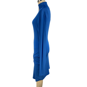Off-White Sleek Blue Twist-Front Jersey Mini Dress Size 42