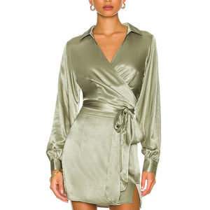 L*space Satin Olive Gwen Wrap Size S Blouse