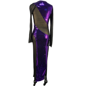 Tom Ford Dramatic Purple Cutout Sequin Gown Size US XS