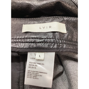 Lvir Crinkled Black Faux Leather Straight-Leg Pants Size L - NWT