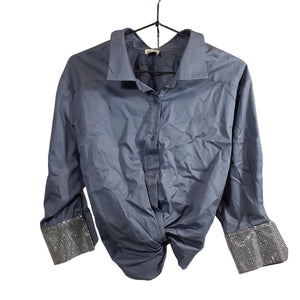 Alix Nyc Embellished Slate Loretta Button Down Size S Shirt
