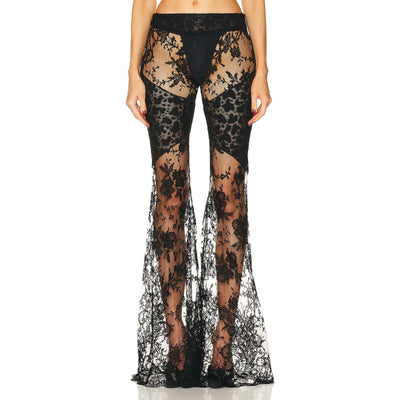 Roberto Cavalli Flared Black Chantilly Lace Pants Size IT 40 NWT
