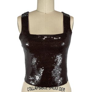 A.L.C. Sequin Dark Brown Victoria Top Size S