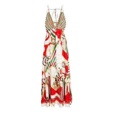 Camilla Embellished Multicolor Nautical V-Neck Maxi Dress Size S