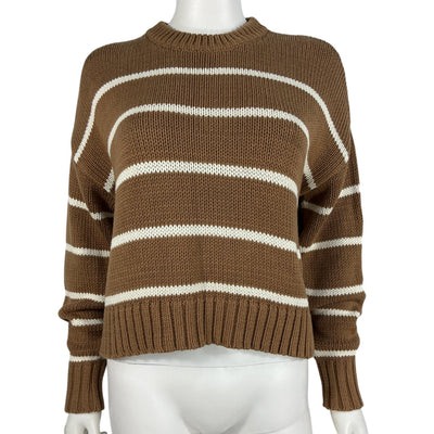 Jenni Kayne Striped Brown Chloé Crewneck Sweater Size XXS