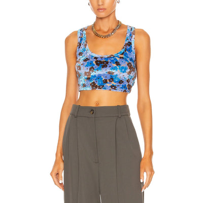 Acne Studios Textured Blue Brown Evanita Crop Top Size S