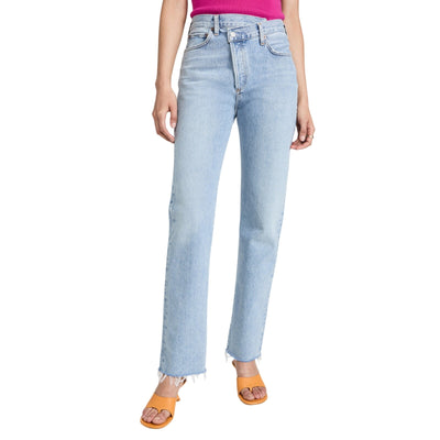 Agolde Crisscross Blue Straight Leg Denim Jeans Size 25
