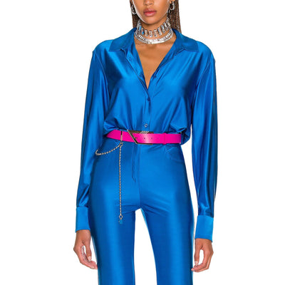 Alexandre Vauthier Silky Blue Capri Shirt Size 36 EU / US 4