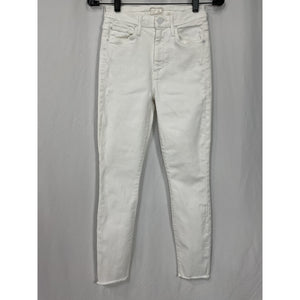 Mother 'The Looker' White High-Rise Ankle Skinny Fray Hem Denim Jean Size 24 (0)