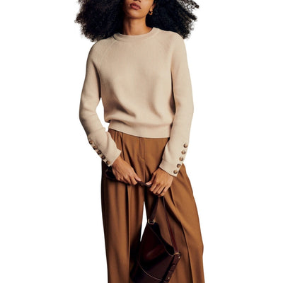 Sézane Ribbed Beige Sami Sweater Size L