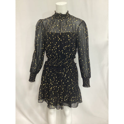 Intermix 'Andressa' Black Metallic Silk Mini Dress Size 10