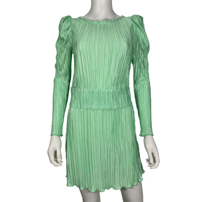 Loveshackfancy Pleated Green Carleen Mini Dress Size 2
