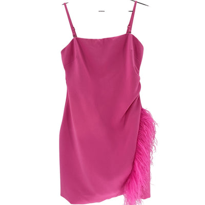 Likely Feather Trimmed Magenta Owens Mini Dress Size 8