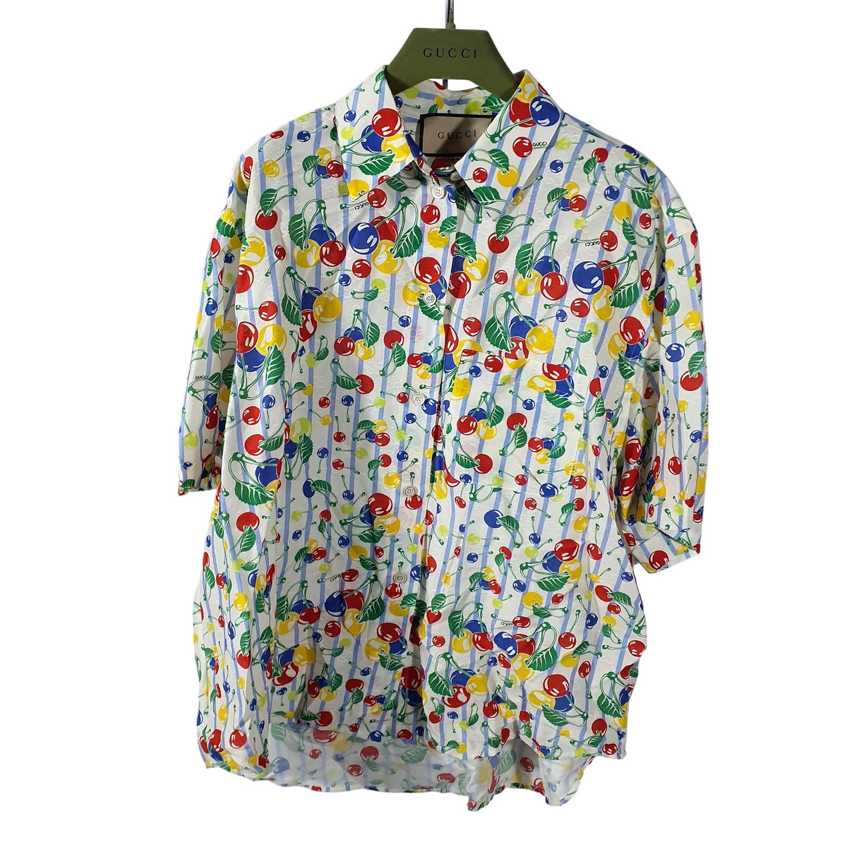 Gucci Print Cherry Stripe Size 44 IT/ US 8 Shirt