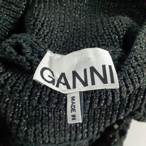 Ganni Metallic Black Turtleneck Midi Size XXS Dress