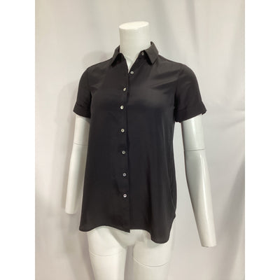 Hatch 'The Savannah' Black Short Sleeve Button Down Top Size 0