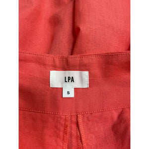 Lpa Wide Leg Paperbag Red Cotton Pant Size S