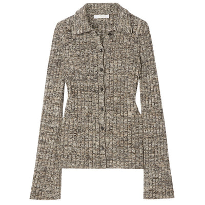 Chloé Ribbed Cashmere Black Button Front Cardigan Sweater Size XL