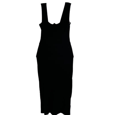 Reformation Ribbed Black Cassie Midi Dress Size M