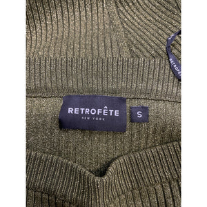 Retrofête Ribbed Metallic Military Green Posie Skirt Size Small