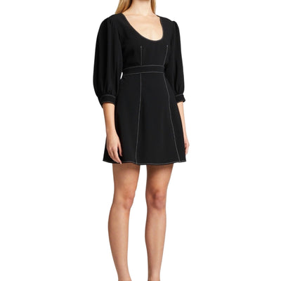 Cinq à Sept Contrast-Stitch Black Clarissa Dress Size 2