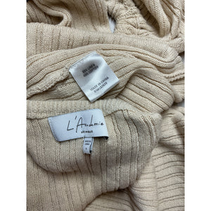 L'academie Ribbed Tan Magnolia Midi Dress Size S
