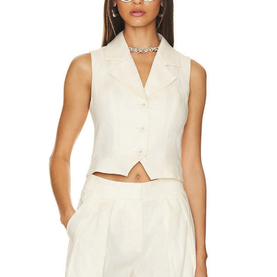L'Academie Tailored Beige Carinne Vest Size S