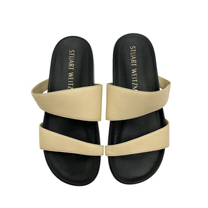 Stuart Weitzman Miami Beige Leather Sport Slide Size 7.5