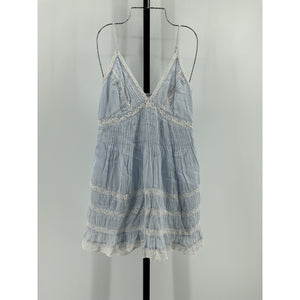 Loveshackfancy 'Alonna' Blue Cotton Lace-Trimmed Mini Dress Size M