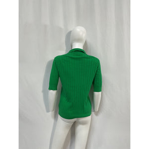 Minnie Rose Ribbed Green Cotton Polo - Size M