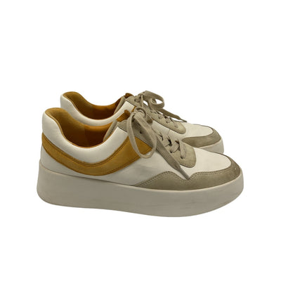 Vince Cream & Yellow Warren Court Sneaker Shoes Size 7.5