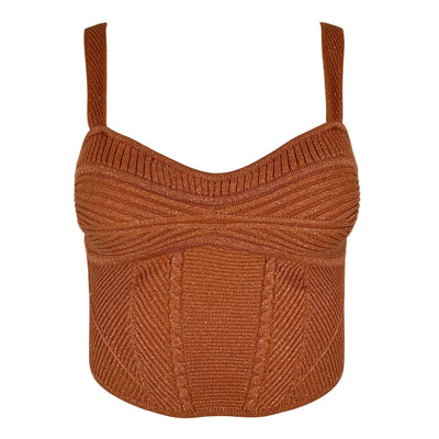 Retrofête Shimmering Brown Lurex Geneva Top Size S
