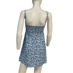 Faithfull The Brand Floral Blue Audrina Mini Dress Size XS
