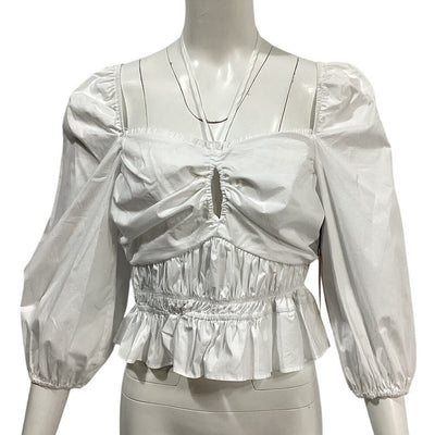 Bailey 44 Ruched Oat Milk Shani Blouse Size XL NWT