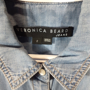 Veronica Beard Tiered Mid Denim Harrow Mini Size 2 Dress