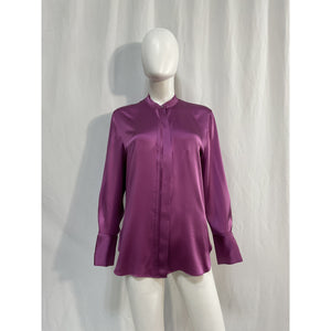 Vince 'Button Up' Purple Silk Satin Blouse Size S