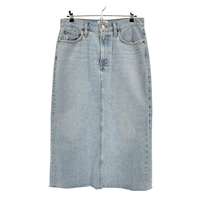 Agolde Distressed Denim Practice Della Midi Skirt Size 27