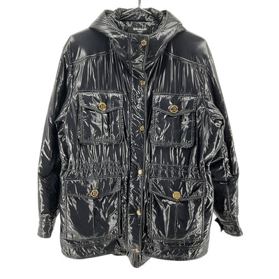 Balmain Glossy Hooded Puffer Jacket Size 42 FR / 10 US