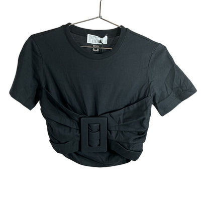 Giuseppe Di Morabito Cropped Black Buckle Waist T-Shirt Size XS NWT