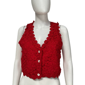 Waimari Floral Lace Red Christie Vest Size XS