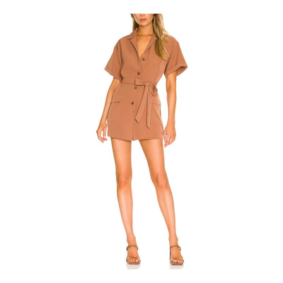 L'Academie Belted Light Brown Lilianna Romper Size L