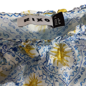 Rixo Printed White Blue Mauve Midi Size UK 8 / US 4 Dress