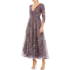 Mac Duggal Beaded Aubergine A-Line Cocktail Dress Size 14