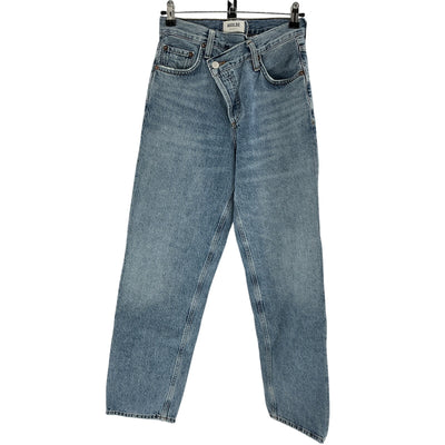 Agolde Classic Blue Crisscross Upsized Denim Jeans Size 23