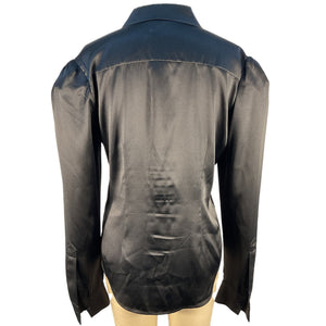 Retrofête Satin Black Sutton Blouse Size S